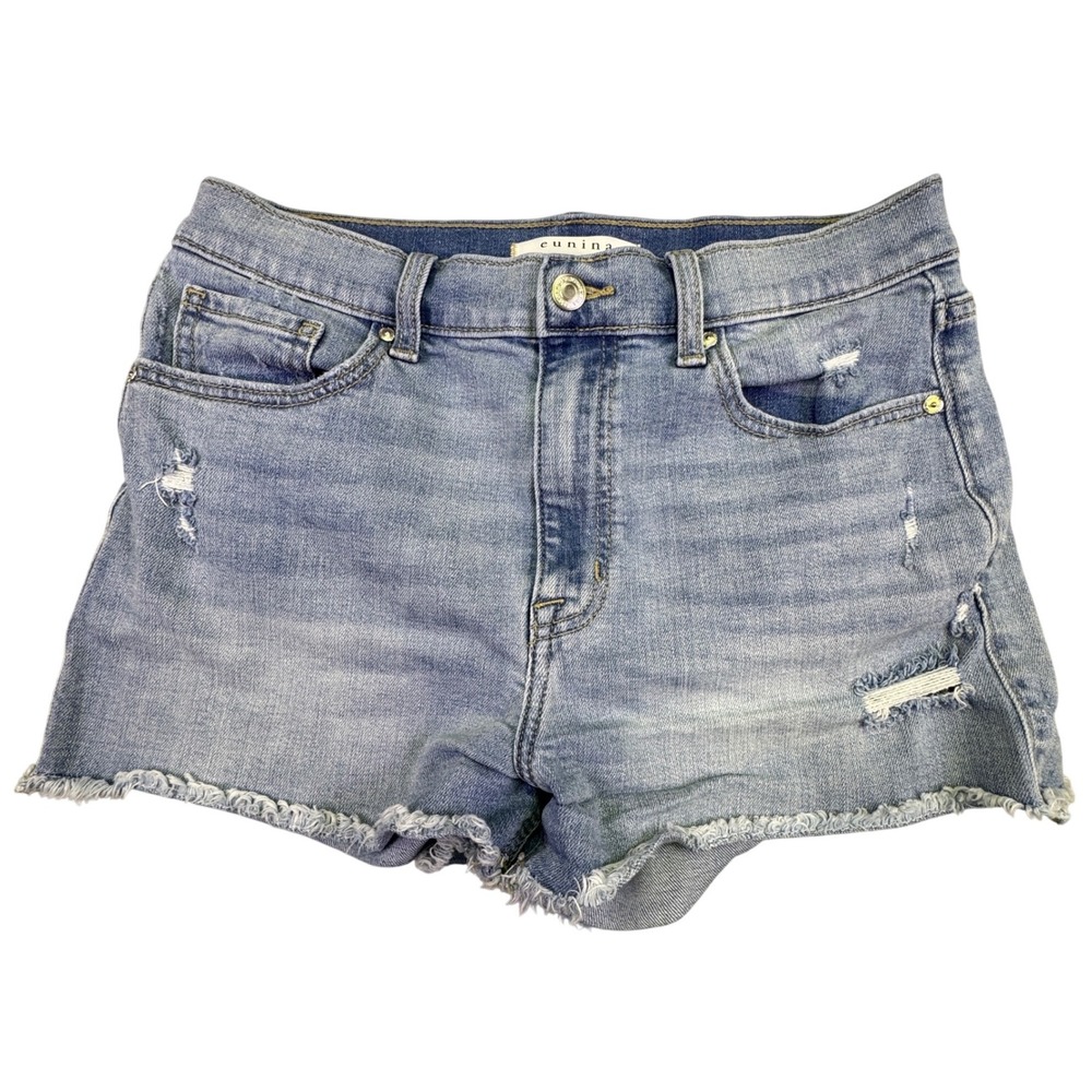 Eunina‎ Shorts Women's Medium Lulu Super High Rise Cut Off Denim Light Wash Jean